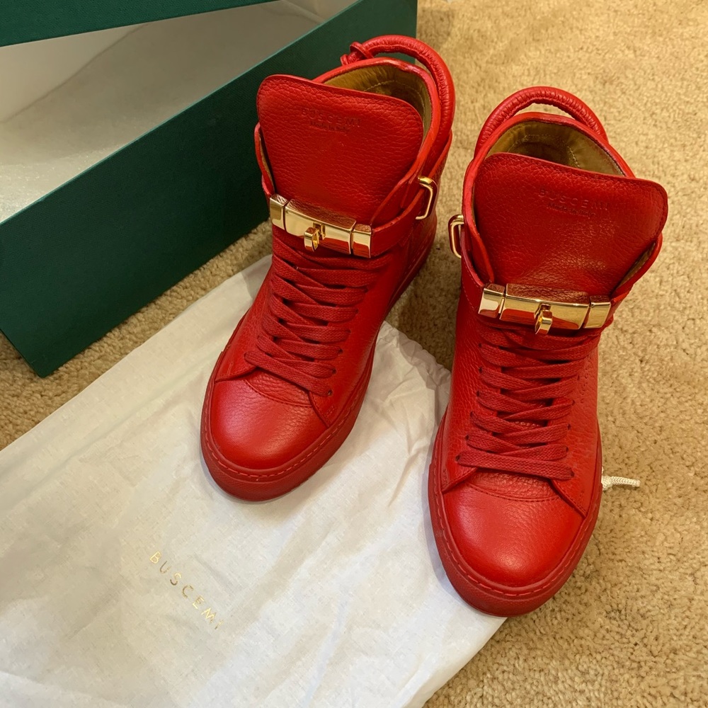 BUSCEMI PADLOCK DETAIL HIGH TOP RED - SIZE 7 (40) UNISEX - BRAND NEW